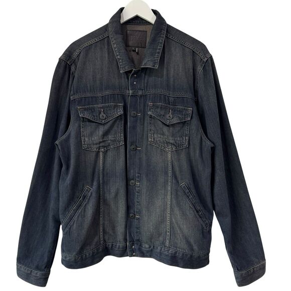 Paige Scout Denim Jacket Men's Large Dark Blue Wash Lightweight Grunge Casual - Picture 1 of 13